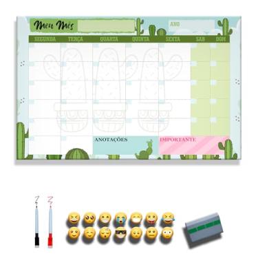 Imagem de Quadro Lousa Planejador Mensal/Planejamento Semanal/Planner/Planner Parede 40x60 Metal - Quadro Branco 2 canetas e 12 imãs