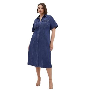 Imagem de City Chic Vestido feminino plus size - jeans jade, Jeans Médio, 48