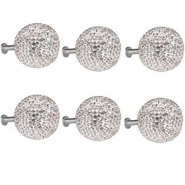 Imagem de Puxadores de porta de cristal, 6 peças de 30 mm redondo de polimerclay puxador de gaveta de armário puxador de gaveta de armário armário utensílios domésticos vêm com 10 tamanhos de parafusos (branco)