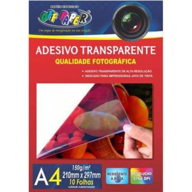 Imagem de Adesivo Transparente A4 150g 10 Folhas 10448 - Off Paper