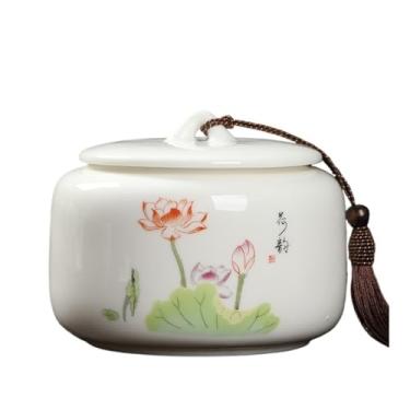 Imagem de Lata de Chá Lata de chá de cerâmica com tampa, jarra de armazenamento de grande capacidade para servir café moído, chá, açúcar, sal e muito mais Lata de Chá(Green)