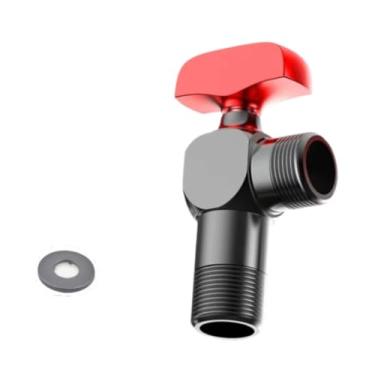 Imagem de WeiLaiKeQi Válvula de ângulo de 1/2 polegada, interruptor triangular quente e frio, conexão de vaso sanitário, regulador de pressão de água para de vaso, Vermelho