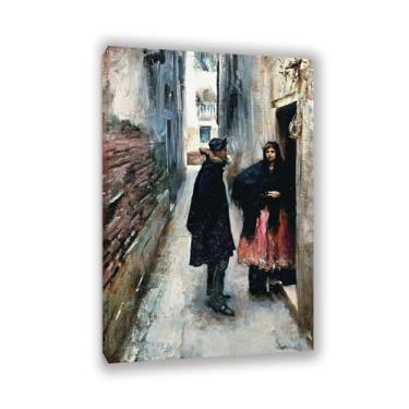 Imagem de John Singer Sargent Prints, pôster de uma rua em Veneza, decoração de casa moderna para sala de estar, quarto, banheiro, moldura 105 x 70 cm (41 x 28 pol.)