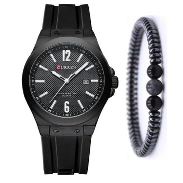Imagem de Relógio Curren Social Casual Masculino + Pulseira Hematita