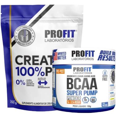 Imagem de COMBO CREATINA PURA 250G l BCAA 150G SUPER PUMP l PROFIT-Unissex