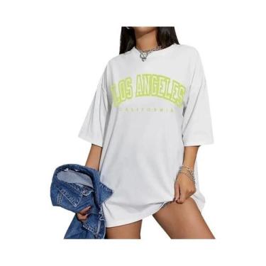 Imagem de Camiseta Oversized Feminina Los Angeles - Manga Curta Respirável - Est