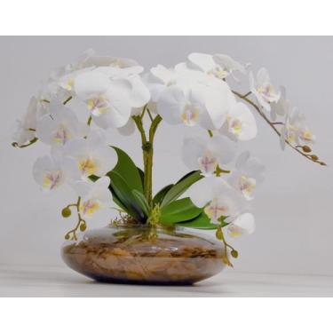 Imagem de Arranjo Flores Orquídeas Artificial Branca Com Vaso Lucca - La Caza St