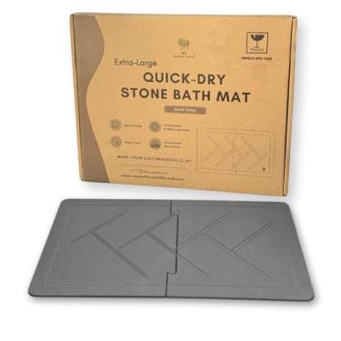 Imagem de ME MOTHER EARTH Tapete de banho de pedra dupla face GG 50 cm x 80 cm, tapete de banheiro e cozinha de terra diatomácea, tapete de banho absorvente de 2 peças de secagem rápida, ecológico e