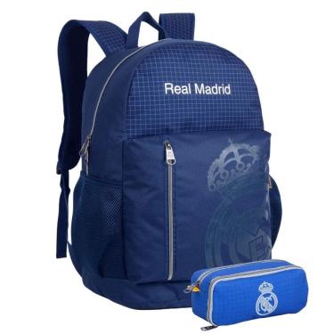 Imagem de Kit Mochila Real Madrid Costas Esportiva Escolar Estojo