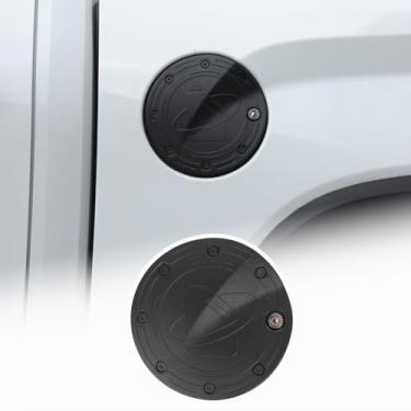 Imagem de Tampa protetora de tanque de combustível de gás compatível com Toyota Tundra 2022-2025 liga de alumínio tampa de bloqueio de porta de tanque de combustível antifurto tampa de carro óleo gás tampa de