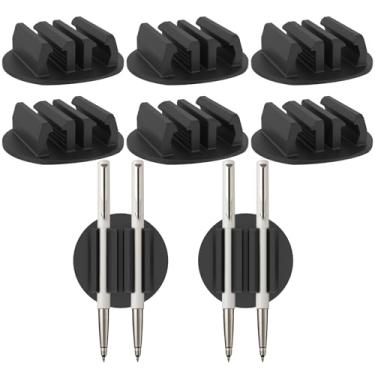 Imagem de UKQRRTC Porta-lápis, porta-canetas flexíveis, suporte de caneta de silicone atualizado, suportes de lápis adesivos estáveis para escritório e escola (preto)