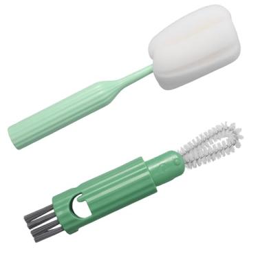 Imagem de Escovas longas de limpeza de mamadeira com alça, esfregão de mamadeira, escova de limpeza de mamadeira limpa cantos de garrafa de água de difícil alcance (verde)