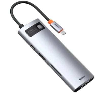 Imagem de Adaptador Hub Baseus Extensor 8 Em 1 Tipo C HDMI Usb Lan 100mbps.