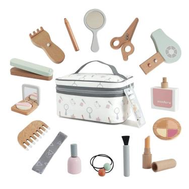 Imagem de Conjunto de brinquedos de maquiagem nunukids Wooden Beauty Salon para meninas 3+
