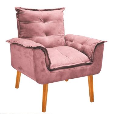 Imagem de Poltrona Opala Decorativa Rosê Sala, Quarto, Recepção, E