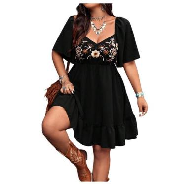 Imagem de Vestido Verdusa Western Boho Floral Flowy A Line Plus Size