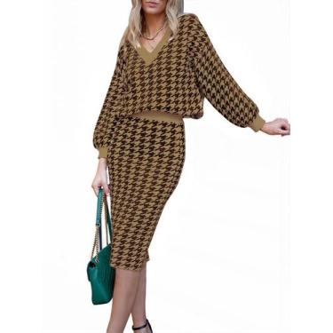 Imagem de Conjunto de 2 peças de suéter e saia lápis Midi HUUSA Women Brown L