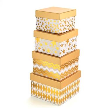 Imagem de Conjunto de caixas de presente Nesting PAPER FAIR Christmas com tampa,