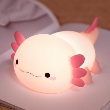 Imagem de Luz noturna de silicone Okiyid Axolotl para crianças, recarregável