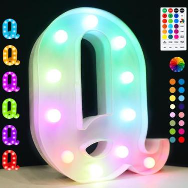 Imagem de Luz LED para letreiro OYCBUZO Colorful Q, controle remoto de 22,5 x 4,
