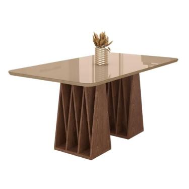 Imagem de Mesa de Jantar Orquestra 6 Lugares com Tampo de Vidro Carvalho/fendi