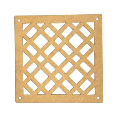 Imagem de Kit 36 Mdf Placa Modulo Divisoria Ambiente Decoraçao 29x29cm Cobogo Quadro Vazado Cor Cru Madeira (Lótus)
