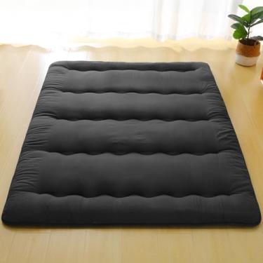 Imagem de COMFLIVE Colchão futon de chão japonês, 137 x 203 cm, preto, completo, design acolchoado dobrável