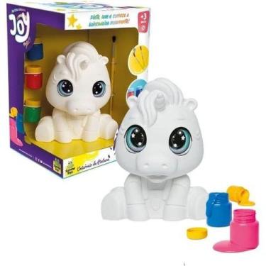 Imagem de Boneco unicórnio pra colorir pintar dino paint 3 tintas e pincel - SAM