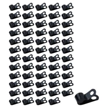 Imagem de LC LICTOP Grampos de cabo tipo R, clipes de aço galvanizado para cabo de tubo de tubo de 10 mm/0,4 polegadas, braçadeira de metal revestido de zinco preto com parafusos, fixador de gerenciamento de