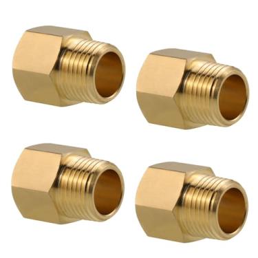 Imagem de Angry Pony Adaptador redutor hexagonal, encaixe de tubulação de latão NPT 1/2 macho para NPT 1/2 fêmea para água óleo e gás, 300 PSI (4 peças)