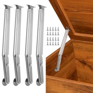 Imagem de 4 peças de dobradiças de mola a gás, dobradiça de suporte de tampa resistente 150N, dobradiças hidráulicas de fechamento macio de 12,6 polegadas/32 cm para tampa pesada, dobradiças de caixa de