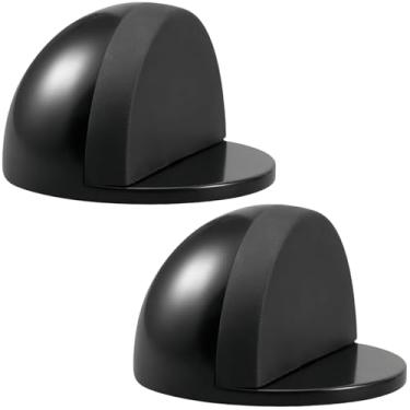 Imagem de Pacote com 2 batentes de porta, autoadesivos, de aço inoxidável, meia cúpula, batente de porta de piso, protetor de parede, sem broca, rolha de portão de piso para sala de estar, quarto, banheiro