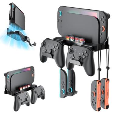 Imagem de Wall Mount for Nintendo Switch 2 /Switch OLED/Switch Console, Switch 2 holder with Storage 8 Card Slots,2 Pro Controller and 4 Joycon Hanger-Install Behind TV, Black