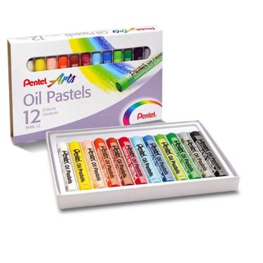 Imagem de Giz de Cera Pastel Oleoso com 12 Cores - PENTEL Arts