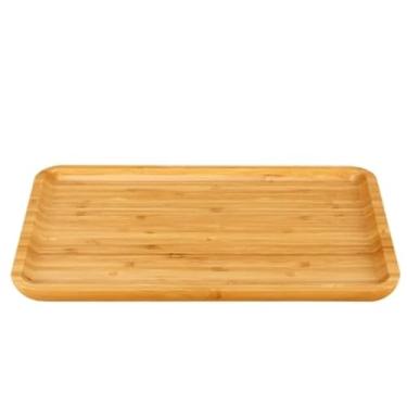 Imagem de Bandeja de Bambu Premium, Retangular, para Servir Petiscos e Chá, Tábua de Servir Elegante com Borda Elevada