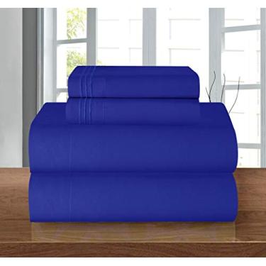 Imagem de Elegant Comfort ® 1500 fios - resistente a rugas - qualidade egípcia ultra macio luxuoso conjunto de lençóis de 4 peças, bolso profundo de até 40,64 cm - muitos tamanhos e cores, King, azul royal