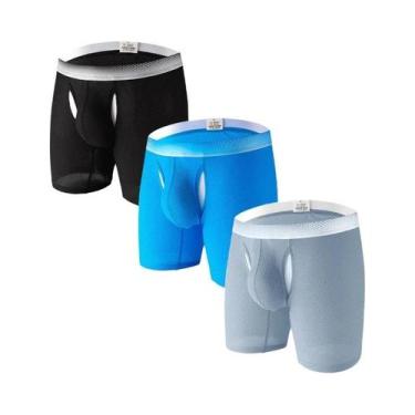Imagem de Shorts Boxer Longos Respiráveis Para Homens, Roupa Íntima Esportiva, P