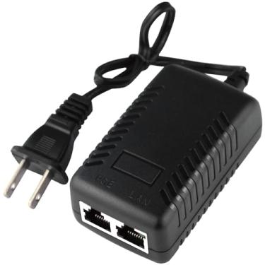 Imagem de STEAMEMO Adaptador injetor Gigabit PoE de 52V, 15W 10/100/1000Mbps compatível com IEEE 802.3af, adaptador Gigabit PoE para câmeras IP e telefones VoIP, distância de rede de até 100 metros