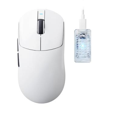 Imagem de MAMBASNAKE Mouse para jogos Attack Shark X8 Ultimate 8K Polling, sensor PAW3950MAX 42K DPI, chip nórdico 54L15, leve de 59 g, interruptores ópticos, receptor RGB, para PC/Mac/Win, branco