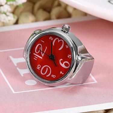 Imagem de Generic Relógio de Anel Elegante Relógio de Dedo de Amor para Mulheres Homens, Redondo de Liga e Aço Inoxidável para Festas de Namoro Casual, Analógico de Quartzo Requintado Presente para Amantes Amigos Família (Vermelho)