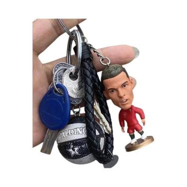Imagem de Chaveiro De Boneco Artesanal Cristiano Ronaldo Messi Mbappé Lembrança 