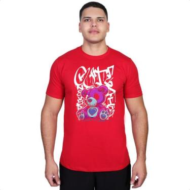 Imagem de Camiseta Masculina Pink Bear Streetwear Malha Algodão Extra confortave
