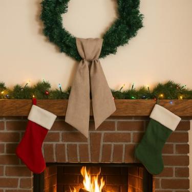 Imagem de YKW Faixa de guirlanda marrom para porta da frente, 139,7 cm x 12,7 cm, fita em branco, bordada, faça você mesmo, monograma, Natal, outono, Halloween, férias, fazenda, decoração rústica (marrom)