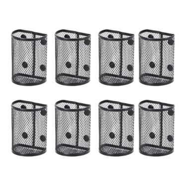 Imagem de Vankcp 8 suportes magnéticos para canetas, porta-lápis pretos para armazenamento, suporte de lápis de malha com 4 ímãs, cesta de canetas para canetas, lápis, pincéis para armazenamento em casa