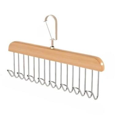 Imagem de Cabide Multiuso de Aço Inox com 8 Ganchos – KIT 2/4 Unidades, Organizador para Cintos, Gravatas, Cachecóis, Sutiãs e Colares, 28cm(1 CABIDE)