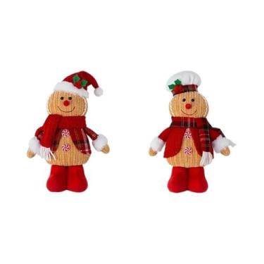 Imagem de Boneco De Pelúcia Homem De Gengibre 2 Peças, Decoração De Natal Tricot