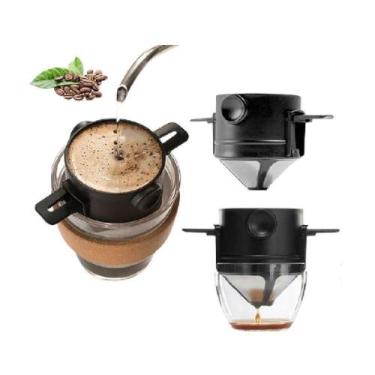 Imagem de Coador Cafe Filtro Inox Portatil Mini Retratil Individual Reutilizavel