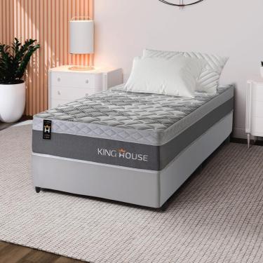 Imagem de Cama Box Molas Ensacadas Sheffield 96x203 Cinza King House