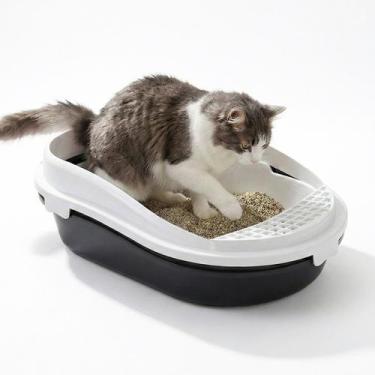 Imagem de Bandeja Sanitária Aberta Higiênica Gato Com Peneira Borda Removível An