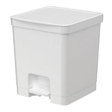 Imagem de LIXEIRA FLAT COM PEDAL BRANCA 14L Multiuso Cozinha Banheiro - Nitron